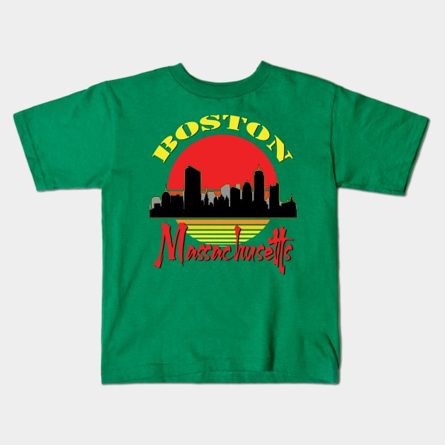 Boston Massacusetts Kids T-Shirt by TeeText